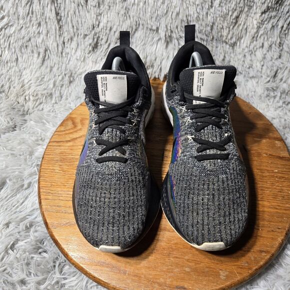Nike React Infinity Run Flyknit 3 Womens 11 Premium Black Zebra Iridescent Shoes - Picture 3 of 11